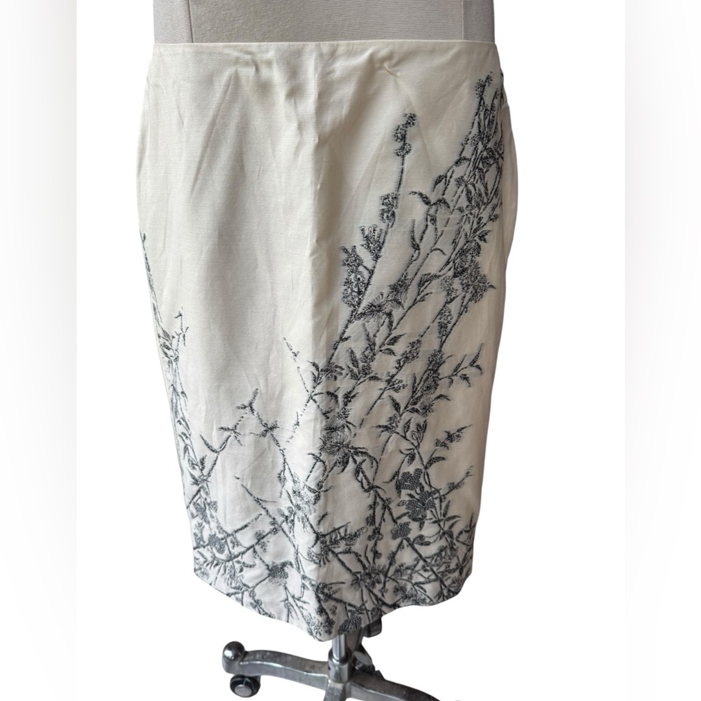 NWT Y2K Strenesse Gabriele Strehle Lined, Cotton/Silk Blend, Floral Print Midi S